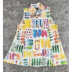 DAMEE Multi Rainbow Brush Stroke Flare Top Women's XXL Wired Collar Art To Wear